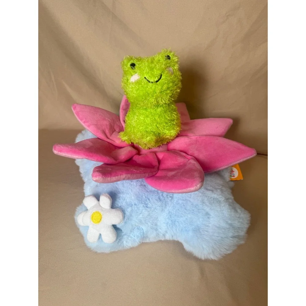 Gigglescape Frog on Lotus Flower Cloud Plush Stuffed Animal Blue Pink Green